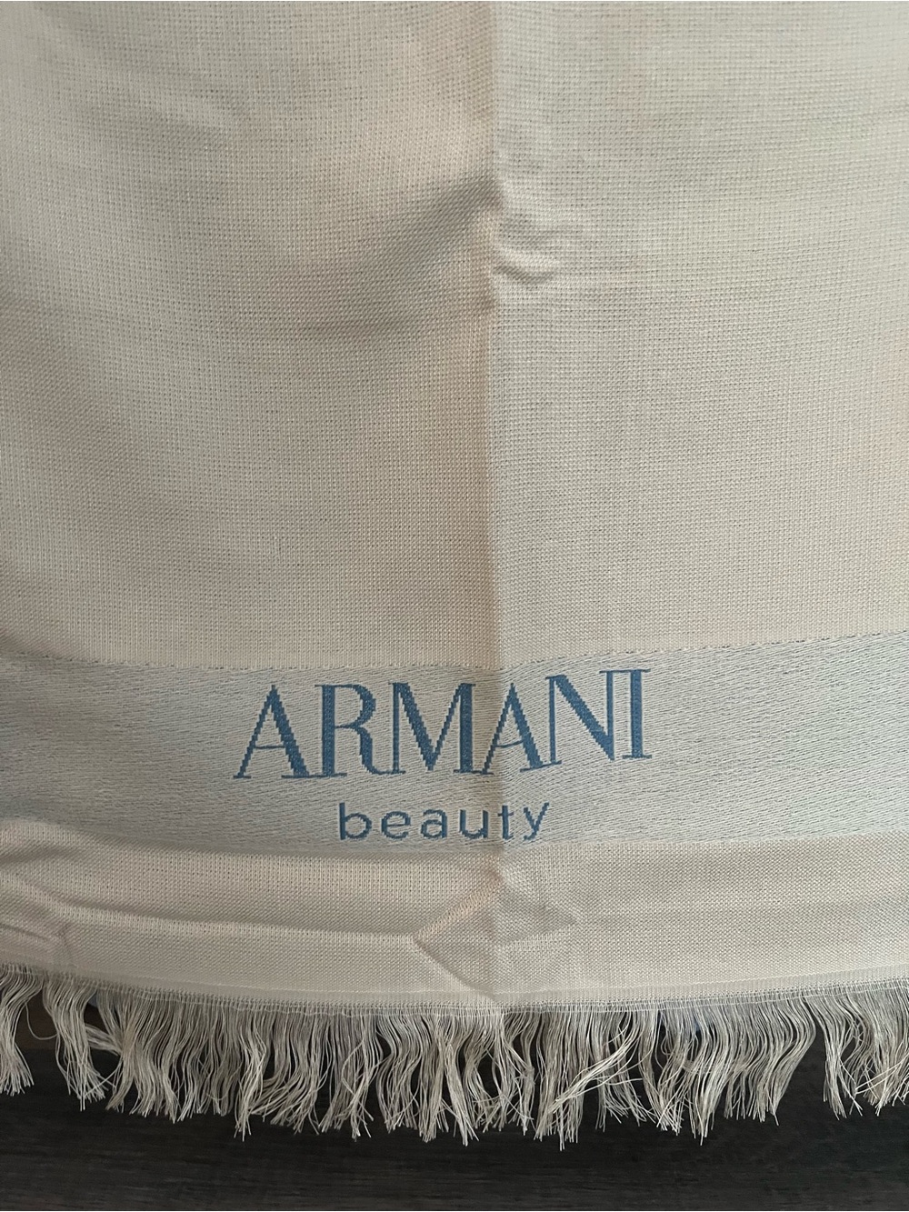 Authentic Giorgio Armani Tan Large Beach / Pool towel with Blue Armani Logo - Picture 4 of 7